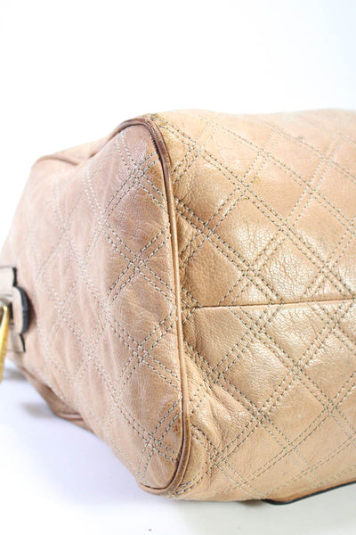 Marc Jacobs Womens Leather Quilted Gold Tone Satchel Westdie Shoulder Handbag Be