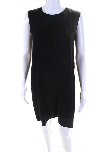 Vince Womens Silk Round Neck Sleeveless Pullover Knee Length Dress Black Size XS