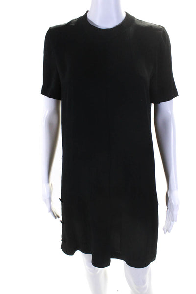 Rag & Bone Womens Button Detail Round Neck Short Sleeve Shirt Dress Black Size S