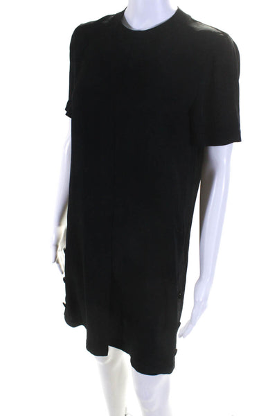 Rag & Bone Womens Button Detail Round Neck Short Sleeve Shirt Dress Black Size S