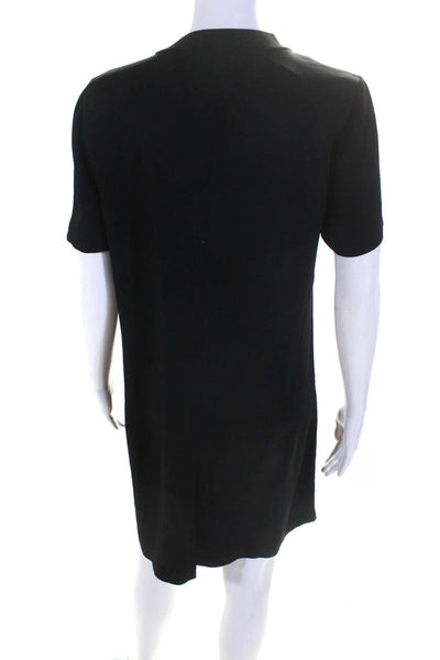 Rag & Bone Womens Button Detail Round Neck Short Sleeve Shirt Dress Black Size S