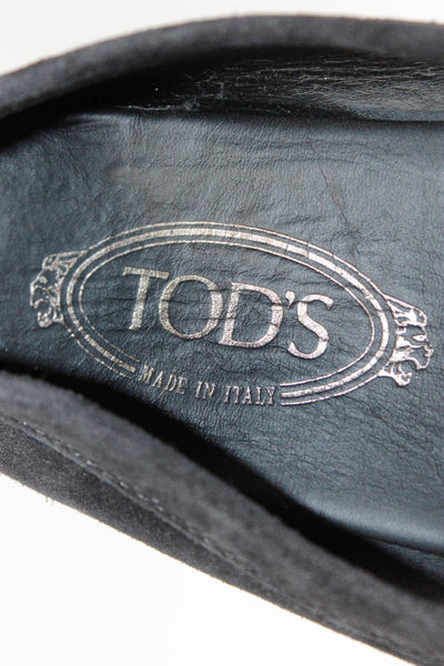 Tods Womens Suede Slide On Driving Loafers Black Size 40.5 10.5