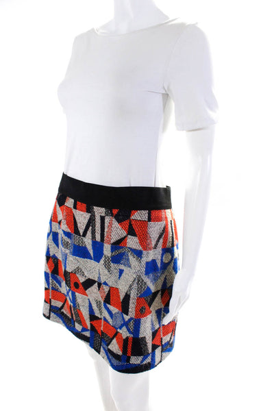 Milly Women's Abstract Print Back Zip Knee length Skirt Multicolor Size 10