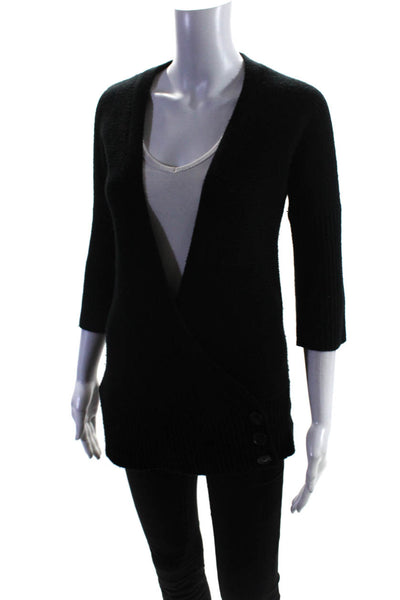 Theory Womens Cashmere Tight-Knit Three Button Sweater Cardigan Black Size PP