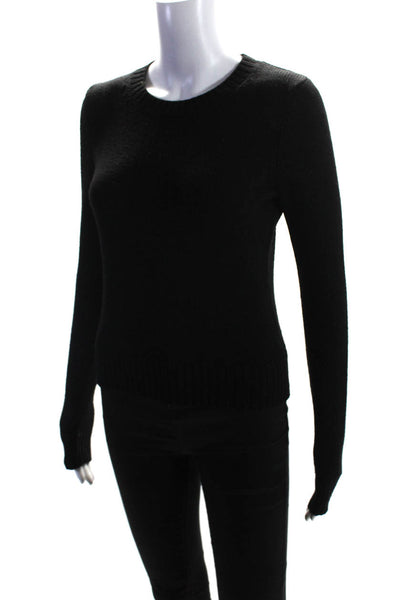 Theory Womens Wool Tight-Knit Long Sleeve Crewneck Sweater Top Black Size PP