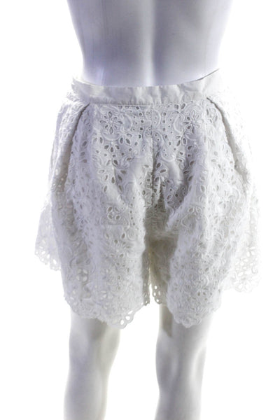 Elie Saab Women's Hook Closure Eyelet Dress Short White Size 40