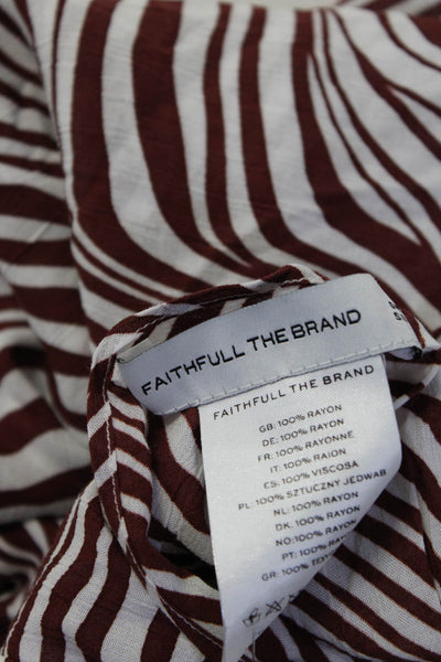 Faithfull The Brand Womens Striped Beach Scarf Brown White