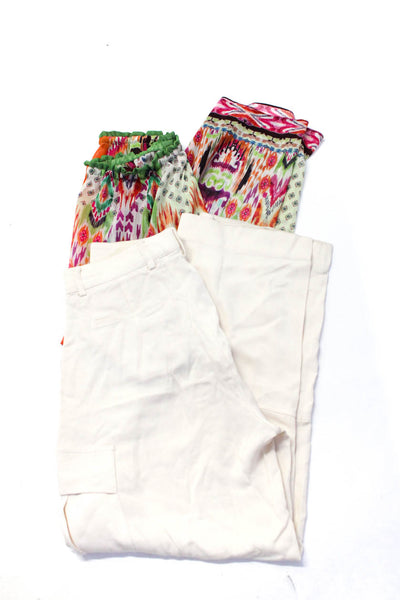 Zara Womens Cargo Abstract Print Pants White Multi Colored Size Small Lot 2