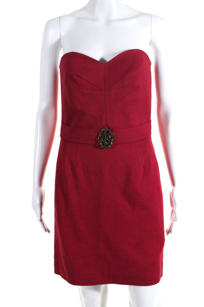 Trina Turk Womens Woven Sweetheart Neck Strapless Empire Waist Dress Red Size 6