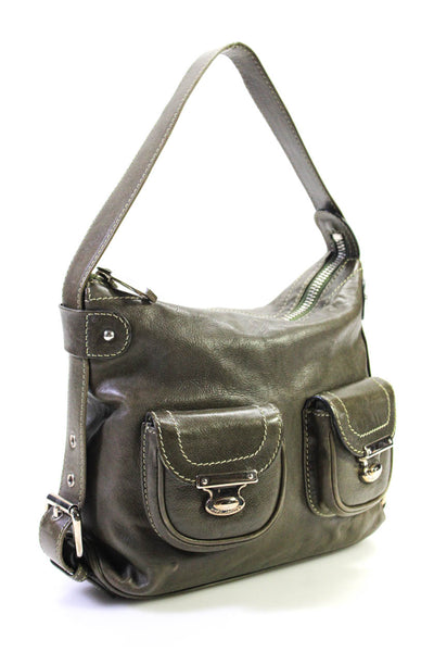 Marc Jacobs Grained Leather Adjustable Small Hobo Top Handle Handbag Dark Green