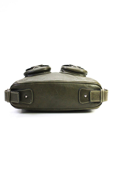 Marc Jacobs Grained Leather Adjustable Small Hobo Top Handle Handbag Dark Green