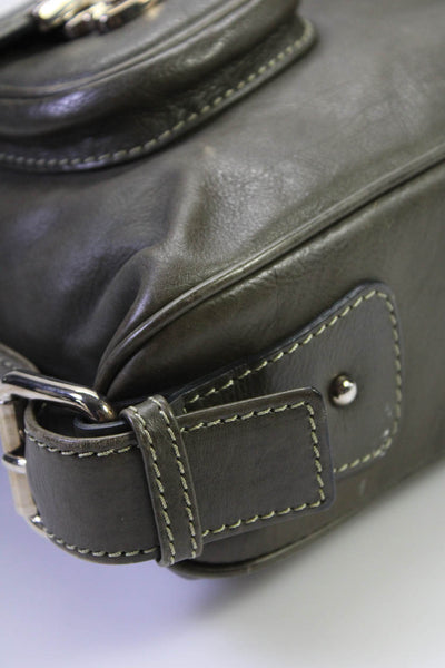 Marc Jacobs Grained Leather Adjustable Small Hobo Top Handle Handbag Dark Green