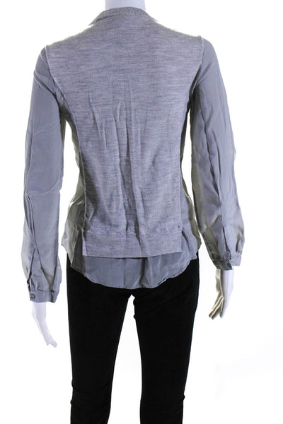 ATM Womens Thin Knit V Neck Long Sleeve Sweater Heather Gray Size Extra Small