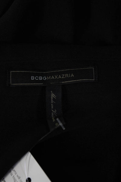 BCBGMaxazria Women's V-Neck Double Breasted Button Up Blouse Black Size S