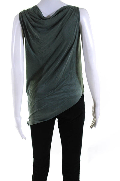 Helmut lang Women's Sleeveless Cowl Neck Asymmetric Hem Blouse Green Size S