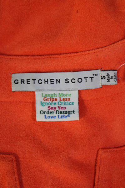 Gretchen Scott Women's Faux Suede long Sleeve V-Neck Tunic Blouse Orange Size S