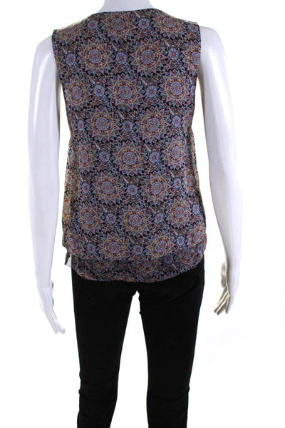 Intermix Women's Silk Abstract Print Sleeveless V-Neck Blouse Multicolor Size S