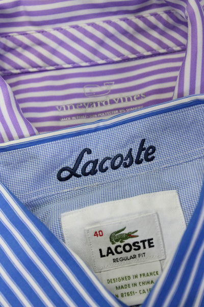 Vineyard Vines Lacoste Men's Striped Button Up Shirt Purple Size M 40, Lot 2