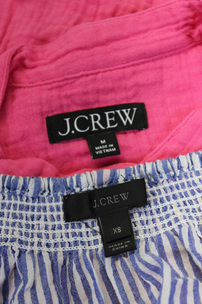 J Crew Women's Cotton Long Sleeve Button Up Blouse Pink Size M XS, Lot 2