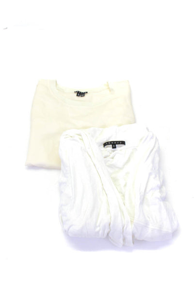 Theory Women's Silk Short Sleeve Crewneck Blouse Ivory Size M S, Lot 2