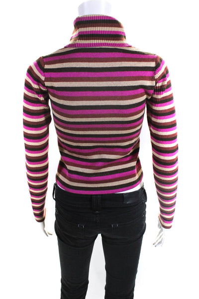 Toccin Women's Striped Ribbed Knit Turtleneck Top Multicolor Size XS