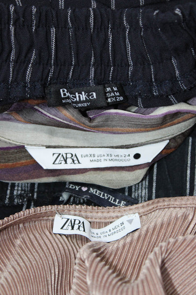 Zara Women's V-Neck Long Sleeves Cropped Blouse Brown Size S Lot 4