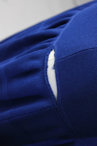 J. Mclaughlin Womens Striped Short Sleeve Zip Up Knee Length Dress Blue Size L