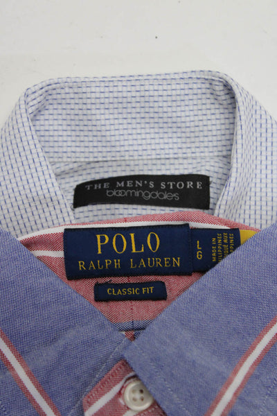 Polo Ralph Lauren Men's Printed Button Down Shirts Red Blue Size L Lot 2