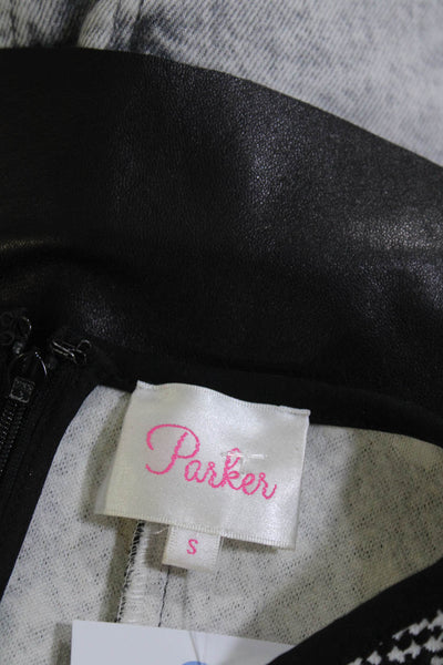 Parker Women's Round Neck Sleeveless Peplum Leather Blouse Black Size S