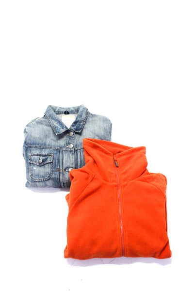 Calvin Klein J Crew Womens Front Zip Sweatshirt Jean Jacket Orange Size M Lot 2