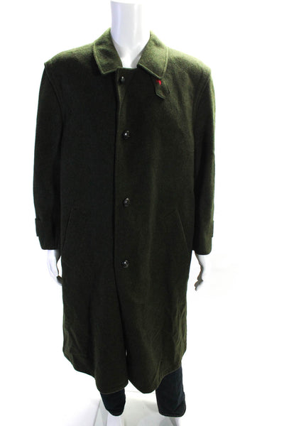 Steinbock Mens Long Sleeved Collared Three Button Overcoat Army Green Size 42