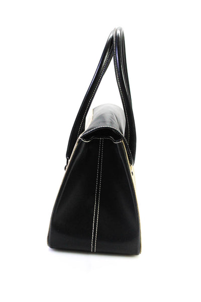 Lambertson Truex Women's Kiss Lock Top Handle Tote Handbag Black Size M