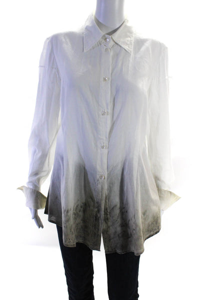 Nigel Preston & Knight Women's Collar Long Sleeves Button Up Shirt White Size XL