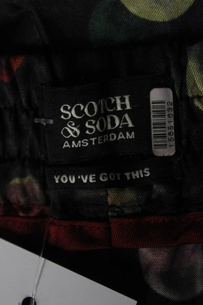 Scotch & Soda Womens Black Planet Print Trousers Size 2 15851632