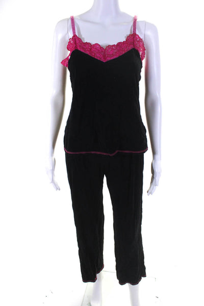 Josie Natori Women's Spaghetti Straps Sleepwear Pant Set Black Size M