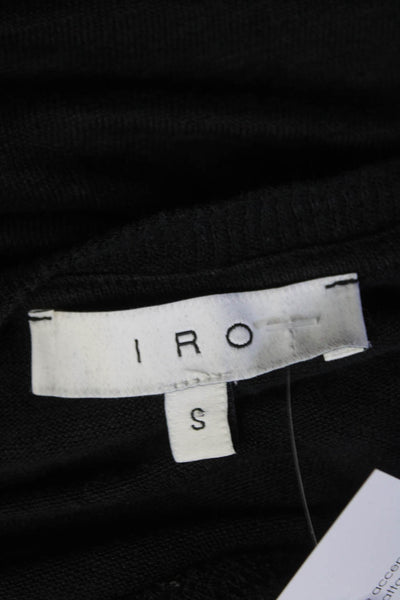 IRO Women's Crewneck Lace Up Short Sleeves Blouse Black Size S