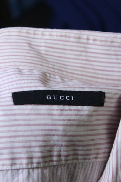 Gucci Women's Long Sleeves Button Down Shirt Pink Stripe Size 43