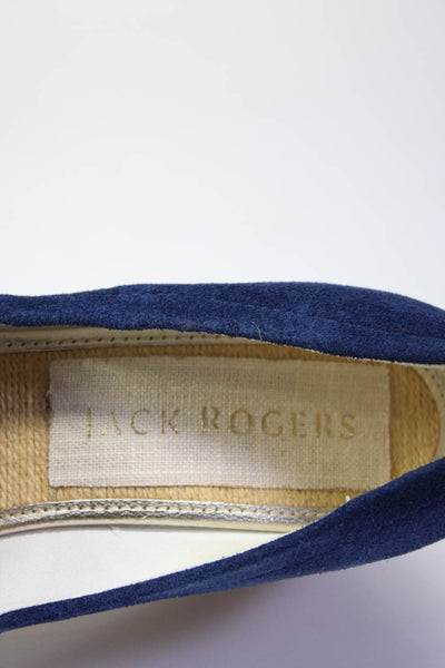 Jack Rogers Womens Textured Woven Espadrille Peep Toe Wedge Heels Blue Size 8