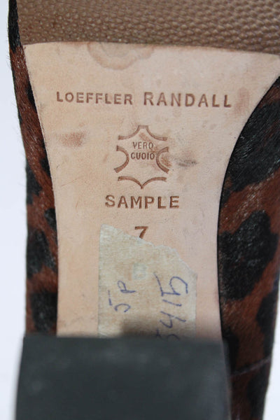 Loeffler Randall Womens Leopard Print Pony Hair Slip On Pumps Brown Size 7