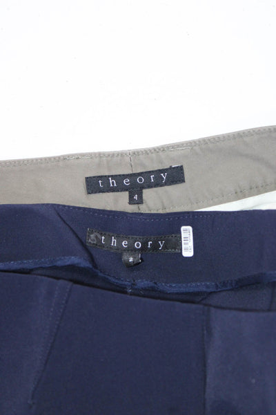 Theory Womens Pleated Side Zipped Skinny Dress Pants Short Navy Size 2 4 Lot 2