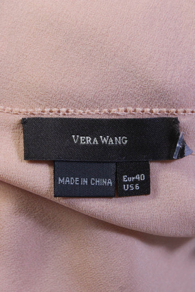 Vera Wang Womens Sleeveless Darte Texture Hem V-Neck Tank Top Blouse Pink Size 6