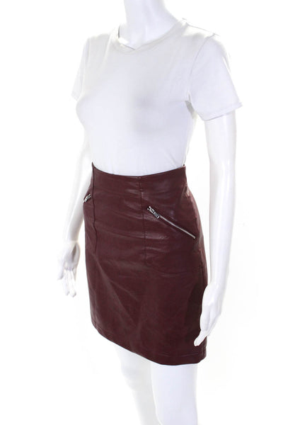 Catherine Catherine Malandrino Womens Faux Leather Lined Short Skirt Red Size 2