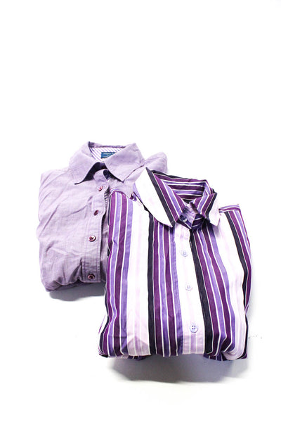 Faconnable Women's Long Sleeve Button Up Shirts Purple Size XS S Lot 2
