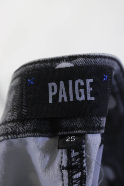 Paige Women's Polka Dot Print Mid Rise Straight Leg Jeans Gray Size 25