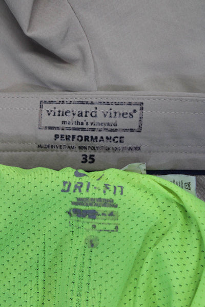 Vineyard Vines Nike Mens Button Closure Performance Shorts Blue Beige 35 L Lot 2