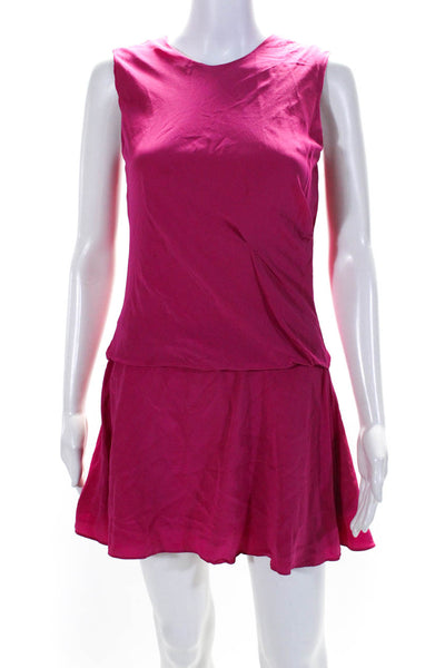 Thakoon Addition Womens Silk Sleeveless A Line Dress Magenta Pink Size 0