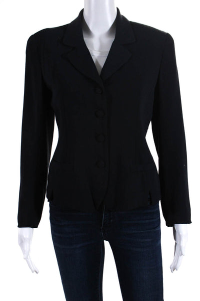 Gianni Womens Notch Collar Long Sleeve Four Button Blazer Navy Size S