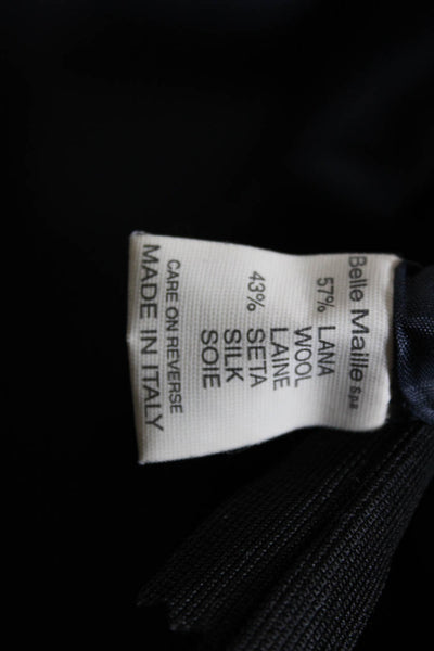 Alessandro Dell Acqua Womens Wool + Silk Side Zip Midi Skirt Navy Size 42 6