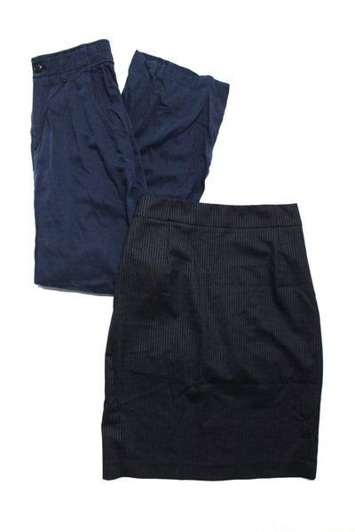 Theory Women's Zip Closure A-Line Stripe Midi Skirt Navy Blue Size 2 Lot 2