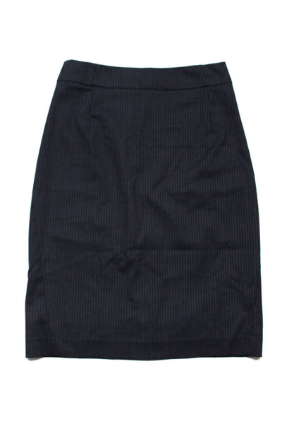 Theory Women's Zip Closure A-Line Stripe Midi Skirt Navy Blue Size 2 Lot 2